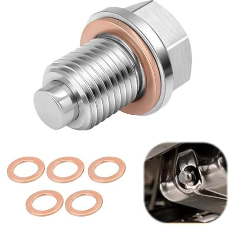 JRYGAC Tappo di Scarico Dell'olio Magnetico, Tappo Olio Motore, M14 x 1,5 Dado di Scarico Della Coppa Magnetica, Automotive Raccordi in Acciaio Inox, con Rondella Metallica