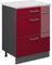 Vicco Schubladenschrank R-Line, Schubladenschrank für die Küche, Bordeaux Hochglanz, 60 cm AP Marmor