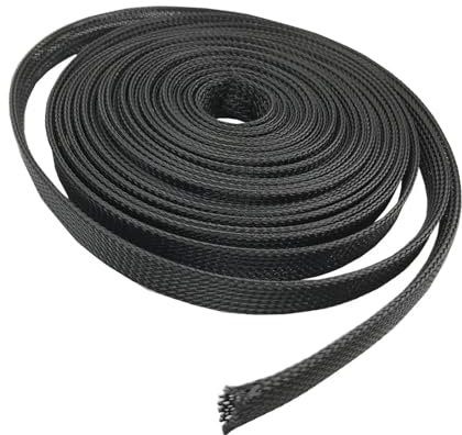 JMORCO Cable Tidy Dropship 1/5/10/50/M Black Insulated Braid Sleeving 4/6/8/10/12/14/20/25mm Tight PET Wire Cable Gland Protection Cable Sleeve(50MM,1 Meter)