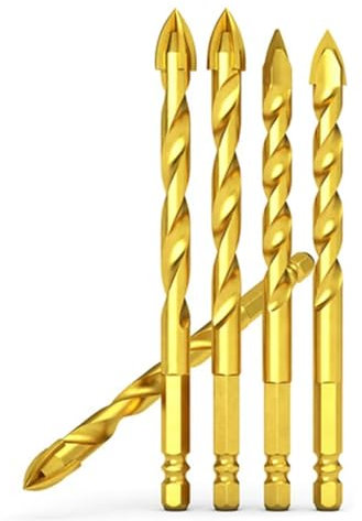 Juego de brocas triangulares de cruz, brocas for baldosas de cerámica de 6/8/10 mm for perforar agujeros en la pared, brocas helicoidales especiales for baldosas de hormigón y cemento, 1 unidad(- 12mm