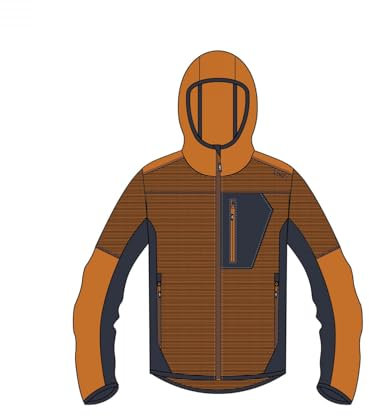 CMP - Giacca da uomo in pile Knit Tech con cappuccio fisso, Jaffa-Antracite, 50