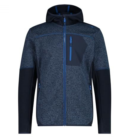 CMP - Giacca da uomo in pile Knit Tech con cappuccio fisso, B.Blue-Zaffiro, 46