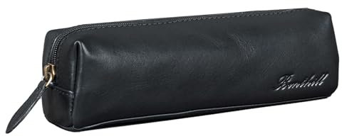 Benthill Federmappe Leder - Vintage Federmäppchen für Stifte - Federtasche für Schule/Uni - Kleine Leder-Etui Mäppchen - Kosmetiktasche, Farbe:Schwarz