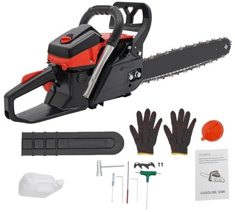 CCAUUB 58cc 2-Stroke 2200W Gas Powered Chainsaw 18 4.4HP Handheld Gasoline Powered Chain Saw 2800-11000rpm High Speed for Wood Cutting Forest Felling, Tree Pruning, Shrub Pruning