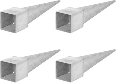 ADGO Einschlagbodenhülse - 4er Set Pfostenträger 120x120 Länge 750 mm - Zaunpfostenträger - Bodenanker für Holzpfosten - Feuerverzinkt - Einschlaghülse - Einschlagbodenhülse - Anker