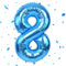 Blau Luftballon 8,Zahlen Luftballon Blau,40 Zoll Blau Folienballon 8，101cm Blau Zahlenballon 8 Helium Ballon Luftballon 8 Geburtstag für 8 Jahre Geburtstagsdeko Kinder Mädchen Junge