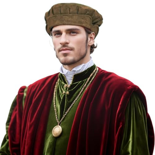 UniqKaliber Mittelalter Kostüm Zubehör Hut Renaissance Tudor Flat Caps Cosplay Party Barett für Mittelalter