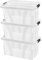 Aufbewahrungsboxen mit Deckel, 7L 14L 21L 32L 55L 80L Plastik Boxen Klickverschluss Stapelboxen 1er/3er Sets Lebensmittelecht Transparent Haushalt & HLKauf-Block (3er-Set 14-Liter & 1x HLKauf-Block)