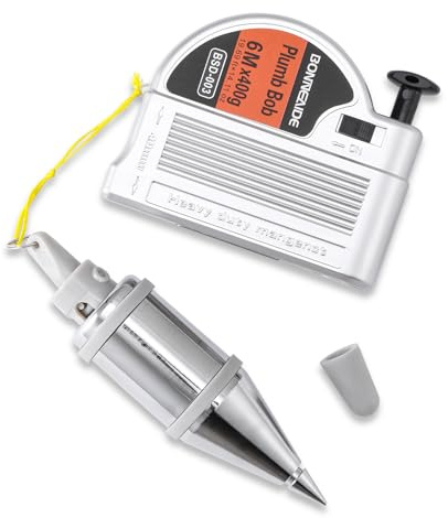 BONNEAIDE Retractable Plumb Bob Tool for Construction Industry Assignments, 14 oz(400g) Magnetic Plumb Bobs with 19 ft, Can Automatically Stretch the Line & Quickly Stabilize