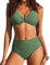 AI'MAGE Bikini Damen Set Bauchweg Neckholder Zweiteiliger Badeanzug Swimsuit Armee Grün L