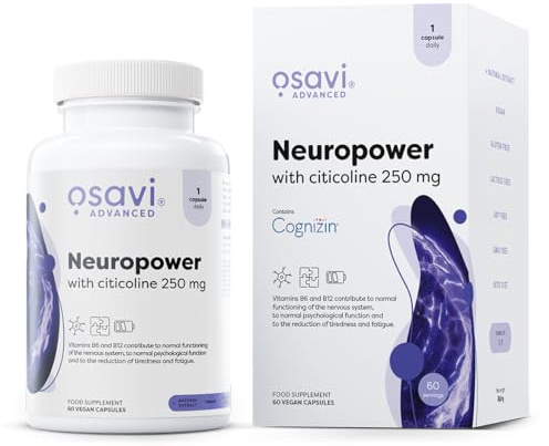 Osavi Neuropower with Citicoline 250 mg – 60 Vegan Capsules | Supports Nervous System & Psychological Health | Includes Cognizin® Citicoline, L–Theanine, Coenzyme Q10, B6 & B12 for Mental Clarity