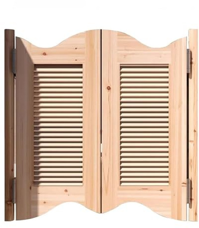 Porte Battante Bois Non Peinte, Porte Saloon 2 Vantaux Avec Charnières Métalliques, Porte Battante Café À Fermeture Automatique, Pour Bar, Porche, Comptoir D'entrée(100x90cm)
