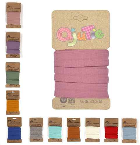 Die Stofftante Jersey Schrägband | vorgefalztes, elastisches Einfassband | aus Baumwoll-Jersey | Coupons á 3 Meter x 20mm (Old pink)