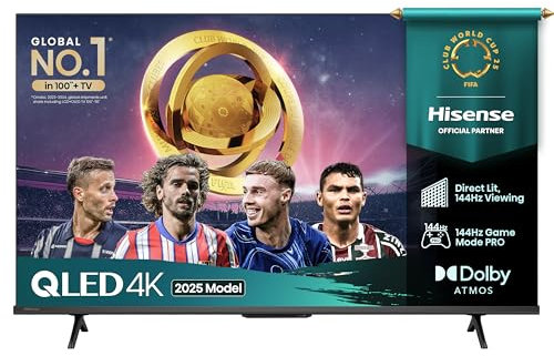 Hisense 50E78QTUK PRO 144Hz QLED Smart AI TV with Freely (2025 Model)