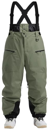 GSOU SNOW Uomo Pantaloni Sci Baggy 15K Impermeabile Salopette Bretelle | 10K Traspirante,Bretelle & Gonna Neve Rimovibili,Ventilazioni Rete Coscia,Ghette per Sci & Snowboard