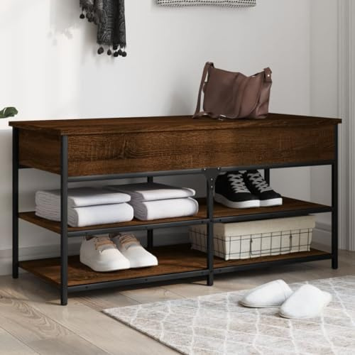 Bänke, Aufbewahrungs- & Eingangsbänke Schuhbank Braun Eiche 100x42,5x50 cm Holzwerkstoff