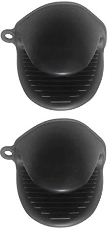 Kitchen Silicone Gloves Heat Resistant Microwave Hand Clips Black