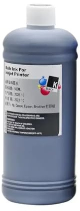 PrecisGear 500 ml schwarzer C m y Farbstoffbasis Ink 4X kompatibel mit Druckerversorgungsersatz für Tintenstrahldrucker(1PCS Bk)