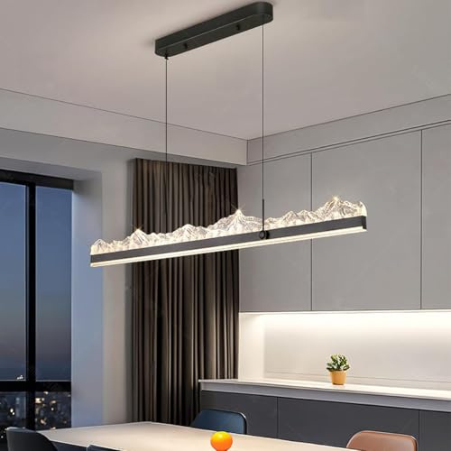 Led Pendelleuchte Esstisch Dimmbar Modern Led Hängeleuchte Creative Linear design Hängelampe mit Fernbedienung Höhenverstellbar Esszimmerlampe für Esszimmer Kücheninsel Büro lampe (schwarz, L100cm)