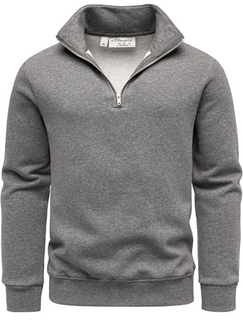 Amaci&Sons Herren Troyer Pullover Fleecejacke Zipper Sweatshirt Sweatjacke 4081