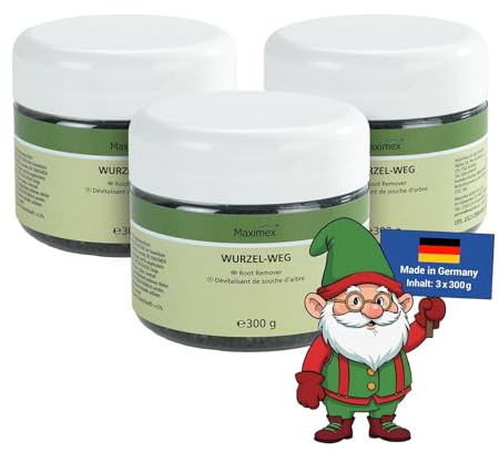 Maximex Wurzelentferner Granulat Wurzel-Weg 300 g, 3er Set, zur beschleunigten Zersetzung von Baumstümpfen, für Hartholz und Weichholz, Garten Wurzel-Granulat