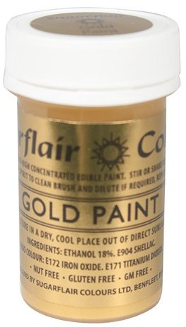 2 x Sugarflair Gold Edible Paint Cake Icing Matt Colour Sugarpaste Decorating