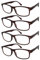 TBOC Lunettes de Lecture - [Pack 4 Unités] Dioptrie +2.50 Monture Marron Femme Homme Unisexe Loupes de Vue de Repos de Près Ordinateur Travail Branches Charnières à Ressort