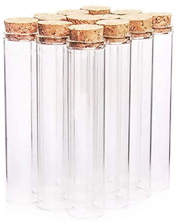 Danmu Art 12 Stücke 26 ml 2,2 x 10 cm Mini Glasflaschen Gläser mit Holz Korkverschluss Reagenzglas