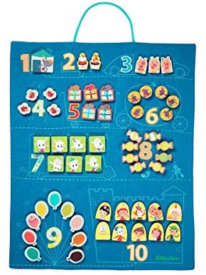 Lilliputiens 83079 Zähltafel für Kinder mit Aufhängung, Maße: 55x45x1cm, ab 3 Jahren
