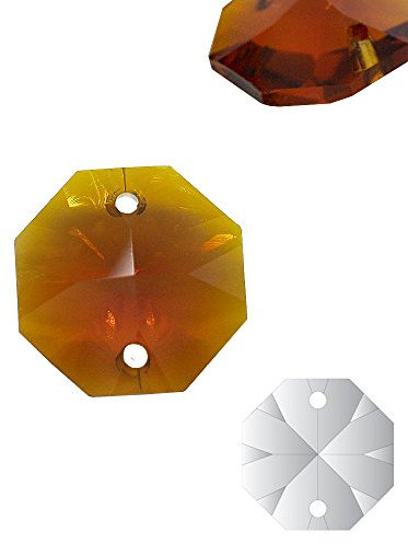10x Kristall Koppen Topaz 14mm 2-Loch Bernstein Octagon farbige Achteck Steine Behang für Kronleuchter und Hobby