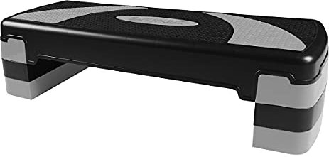 SportVida Steppbrett für Aerobic - Stepper für zuhause Training - Stepper Fitness - Fitnessgeräte für Fitnessstudio - Step Bench Höhenverstellbar - Viele Varianten (Grau 3-Tritthöhen)