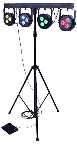 E-Lektron POWER-BAR 4-Fach LED Strahler Lichteffekt DMX inkl. Stativ/Tragetaschen/Fuß-Fernbedienung