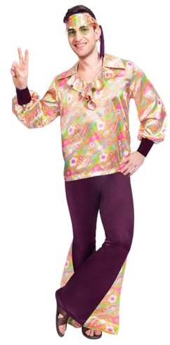amscan - Men's 1960's Groovy Guy Hippy Fancy Dress Costume Size: Standard-X-Large
