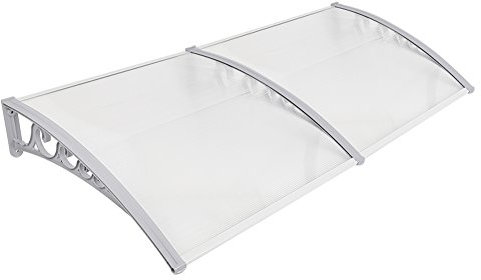 MUPAI Vordach Haustür, Kunststoff, Aluminium, Pultbogenvordach, Überdachung, Transparent, Fenster Markisen (Weiß,100x300 cm)
