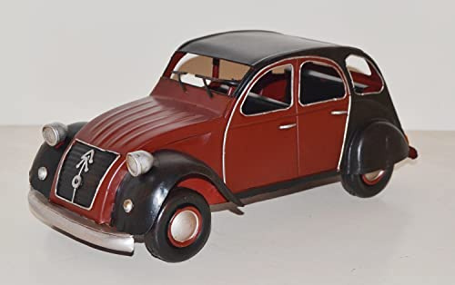 JS Garten Deko Blechauto Nostalgie Modellauto Oldtimer Marke Citroen 2CV Ente aus Blech L 33 cm