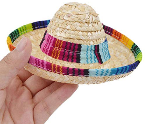 ROSETOR Chapeau sombrero mexicain en paille multicolore avec boucle réglable pour animal domestique