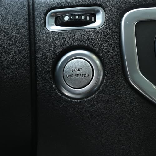 LLKUANG pour LR4 Discovery 4 & Land Rover Range Rover Sport 10-13 argent démarrage du moteur arrêt bouton poussoir interrupteur autocollant couverture en alliage d'aluminium accessoire de voiture