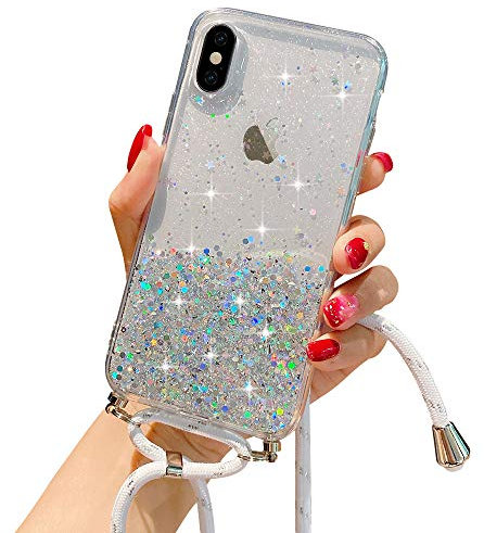 LCHULLE Handykette Handyhülle für iPhone Xr Hülle mit Kordel Umhängenhülle Necklace Hülle mit Band Schutzhülle Transparent Silikon Case für iPhone Xr Transparent