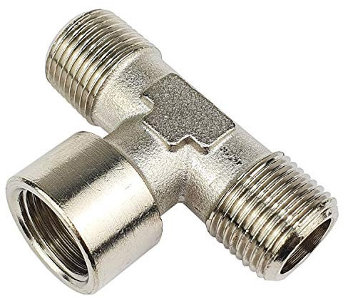 T-Stück R 1/4 Außengewinde - G 1/4 Innengewinde Gewindefitting Messing vernickelt Verbindungsstück Fitting