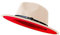 Fedora-Hüte mit breiter Krempe für Damen und Herren, zweifarbig, Filzhut, Panamahut in zwei Größen, cremefarben / Rot, L/XL