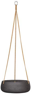 Finestgreen Hängende Pflanzschale Eileen Schwarz | Hängende Pflanzschale zum bepflanzen | Urban Gardening Pflanzenampel Betonoptik (S Ø:24 H:9 cm) | Pottery Pots