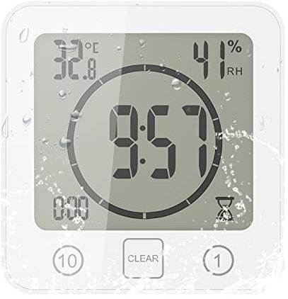 Viitech Badezimmer-Uhr, digitales Thermometer und Hygrometer, Messgerät für Innen- und Außenbereich, Temperatur-Monitor, präzise Touch-Steuerung, multifunktional, wasserdicht, Timer-Wecker