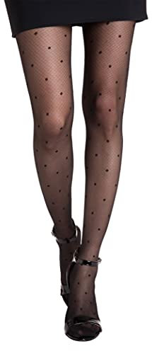 Gi&Gi Collants femme fantaisie, 40 den N.1487 Extra Comfort Bonne Quanlità Made in Italy, Noir, L/XL,