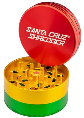 Santa Cruz Shredder Metal Spice and Herb Grinder Knurled Top for Stronger Grip 3-Piece Large 2.7 (Rasta)
