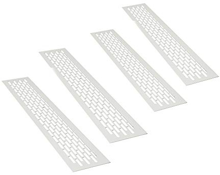 sossai® Aluminium Lüftungsgitter - Alucratis (4 Stück) | Rechteckig - Maße: 44 x 8 cm | Farbe: Weiss | Pulverbeschichtet