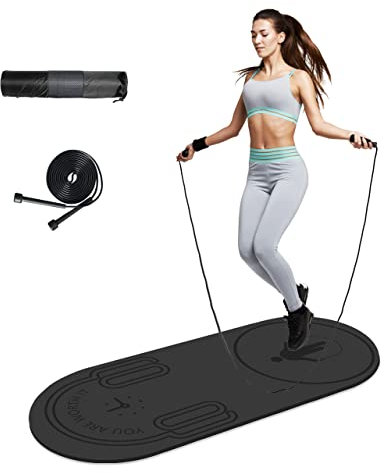 LaiEr Cuerda Salta Esterilla Fitness Ejercicio Mat Rodillas Protección Impacto Absorción Saltar Cuerda Mat Antideslizante para gimnasio en casa (140 cm * 62 cm * 8 mm)