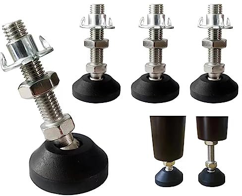 RHUAFET 4 Stück Stellfuß M10 x 30MM Einstellschraube M10, Möbelfuß Sockelfuß Kann 400KG Tragen Verstellbare Füße Stellschraube Stellteller Stellfuß Maximal 15 ° Neigung (4 Stück - M10 x 30 MM)