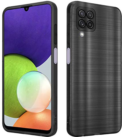 Cadorabo Hülle kompatibel mit Samsung Galaxy A22 4G Schutzhülle TPU Silikon Case Brushed Design mit Kameraschutz Slim Kratzfest Weiche Gummi mit Rundumschutz Case Hülle für Galaxy A22 4G in Schwarz