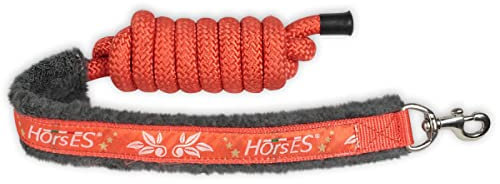 Horses, Führstrick Joy, Pferde Führstrick, aus röhrenförmigem Nylon und Metall, Flacher Nylongriff mit weicher Fellbeschichtung (Orange)