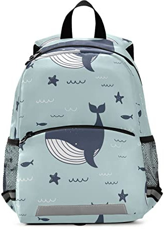 Anantty Kinderrucksack Wal Delfin Seestern Kleiner Freund Kindergartenrucksack für 2-6 Jährige Kinder im Kindergarten und Kinderrucksack für die Kita